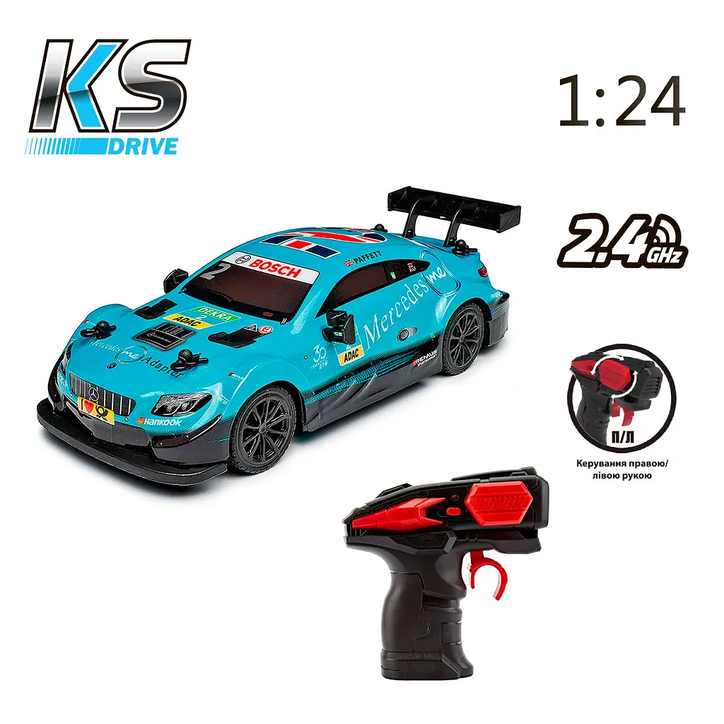 Автомобіль KS Drive на р/к Mercedes AMG C63 DTM 1:24, 2.4Ghz блакитний (124RMBL) - фото 7