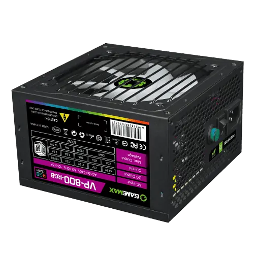 Блок питания GameMax 800 Вт VP-800 RGB, Black, 80+ Bronze, Active PFC, 12 см, 3xMolex / 6xSATA / 2x2+6-pin / 1x4+4-pin / 1x20+4-pin, защита OVP / UVP / OCP / OLP / OPP / SCP (VP-800-RGB) - фото 5