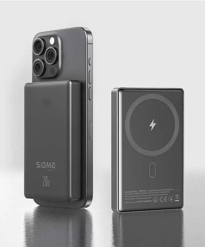 Power Bank Sigma X-power SI10A7QL-MAG 10000mAh 20W/15W Wireless gray UA - фото 7
