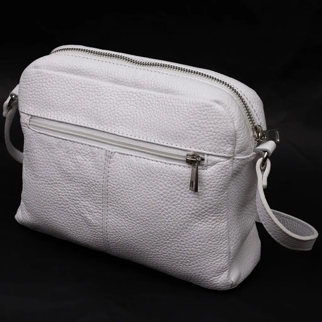 Жіноча сумка крос-боді із натуральної шкіри Grande Pelle 11650 біла - фото 6