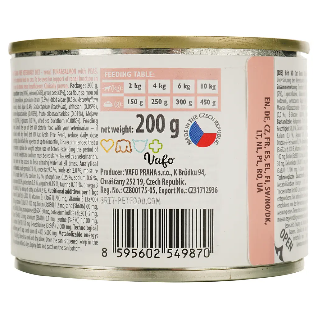 Вологий корм для котів Brit GF Veterinary Diet Cat Renal з тунцем, лососем та горохом 200 г - фото 2