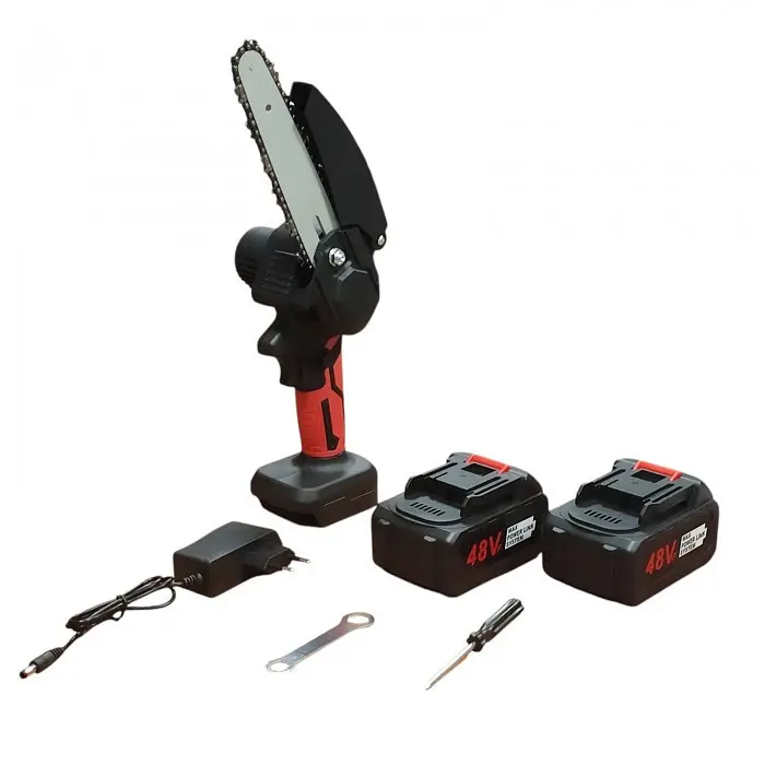Безщіткова акумуляторна ланцюгова мініпила 6 inch Electric SAW у кейсі 2 акумулятори Червона - фото 6