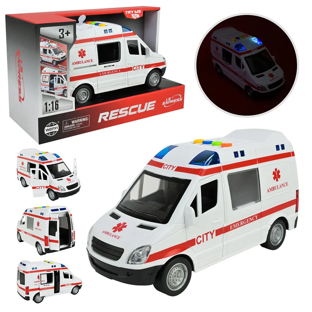 Іграшкова машина швидкої допомоги Rescue зі світловими та звуковими ефектами (WY590E)