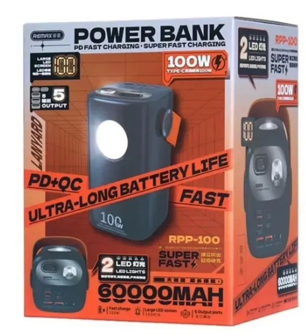 Повербанк Remax RPP-100 Power Bank 60000 mAh 100W+22.5W Синій (2104619442) - фото 4