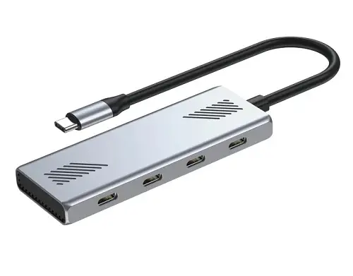 Хаб USB UHB-CM-U310-C4-01, Grey, Type-C 3.2 - 4xType-C 3.2, кабель 18 см Gembird teh0027603 - фото 2