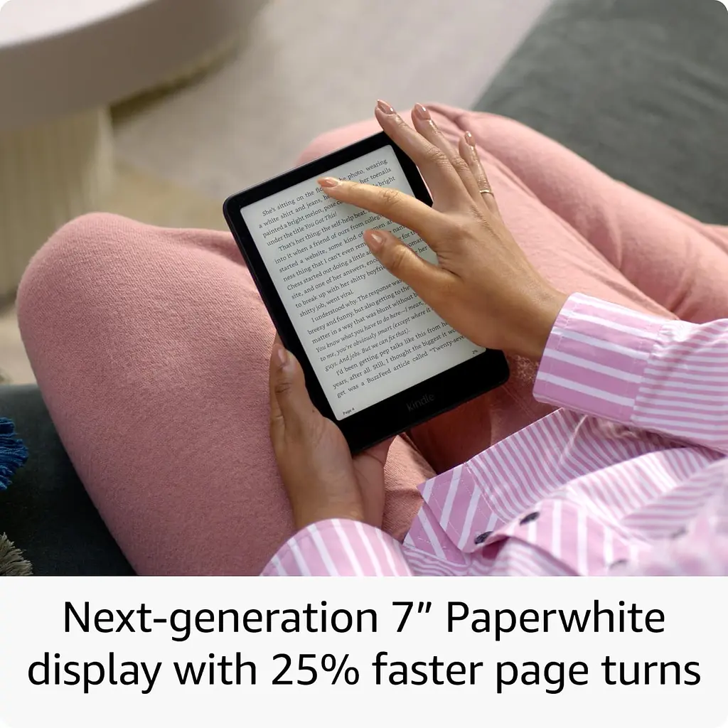 Електронна книга Kindle Paperwhite 12th Gen 2024 Signature Edition Metallic Black, 32GB, 7 E Ink Carta, HD-екран, покриття антивідблиску, підсвічування, сенсорний екран, Bluetooth/Wi-Fi, захист від вологи, 300 dpi, чорна - фото 3