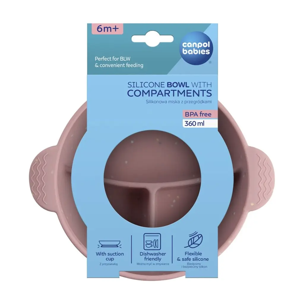 Тарілка дитяча Canpol babies Dots силіконова на присосці з секціями рожева (51/403_pin) - фото 5