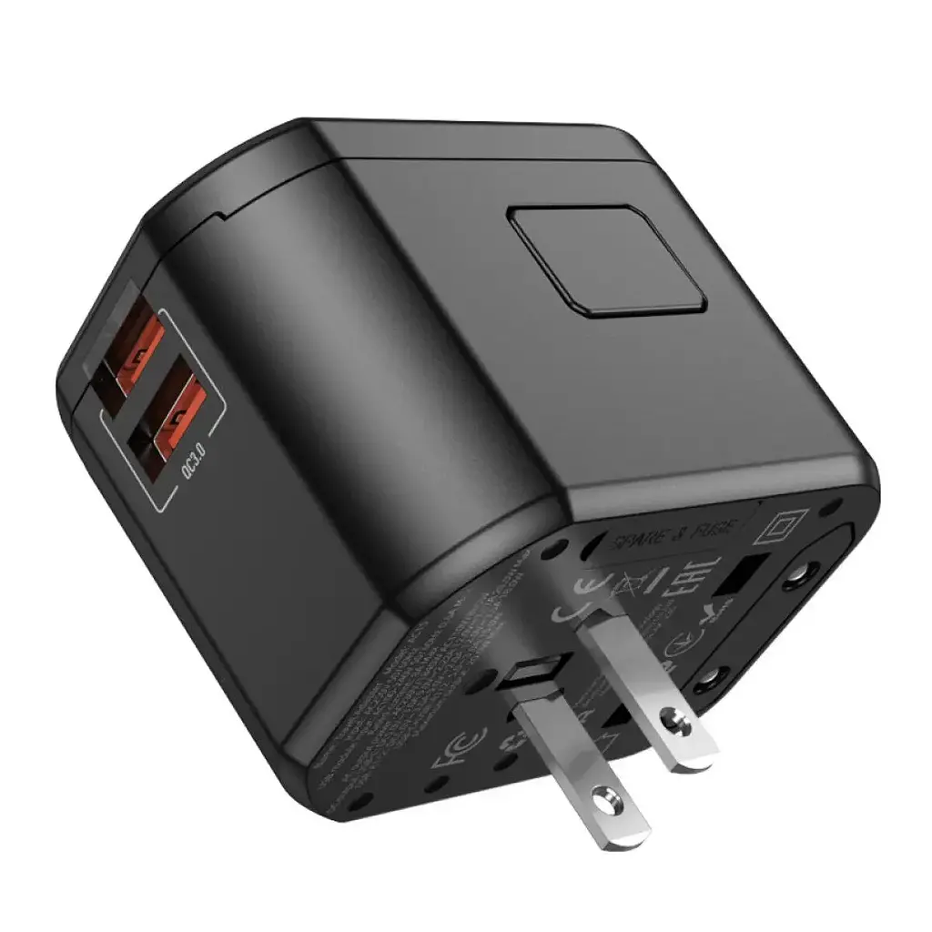 Універсальний зарядний пристрій Hoco AC15 Walker Three-Port PD20W(1C2A) Universal Conversion Charger Black - фото 3
