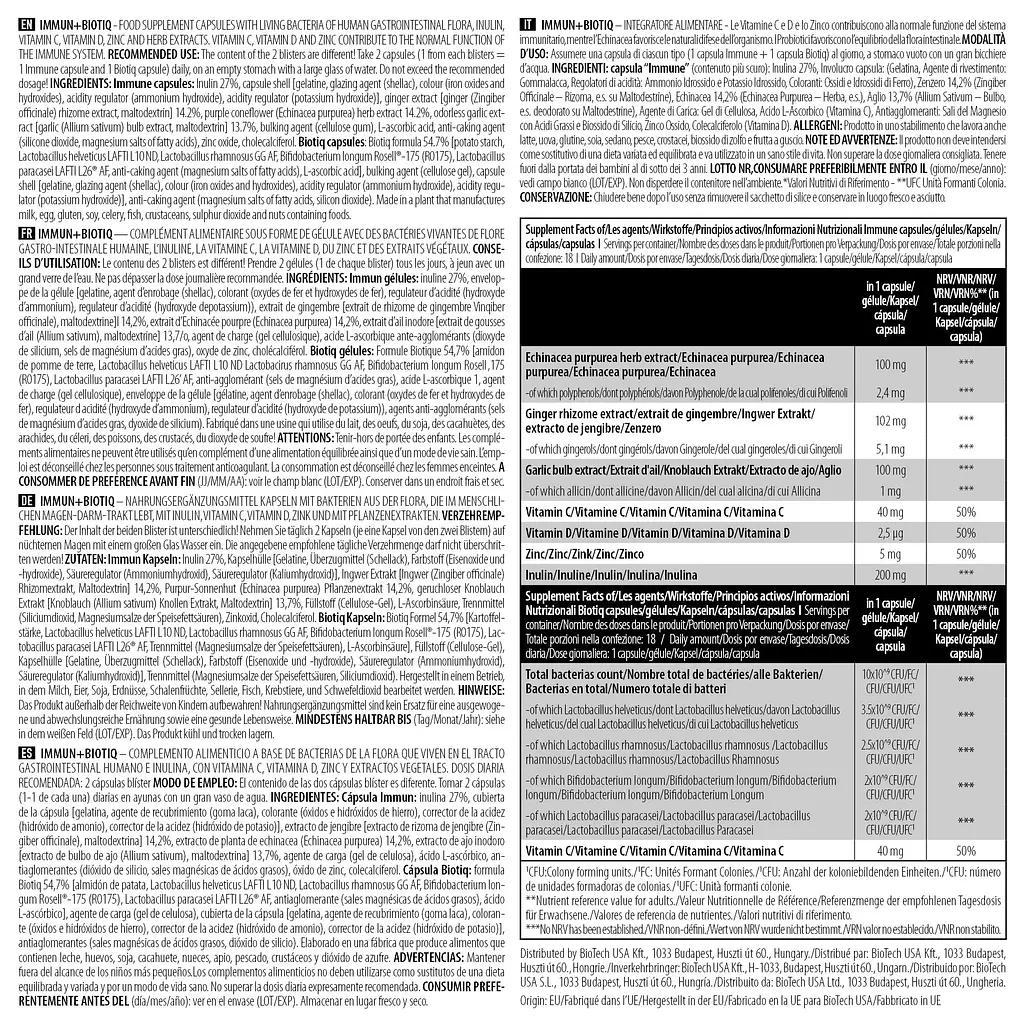 Витаминно-минеральный комплекс BiotechUSA Immune + Biotiq 36 капсул - фото 2