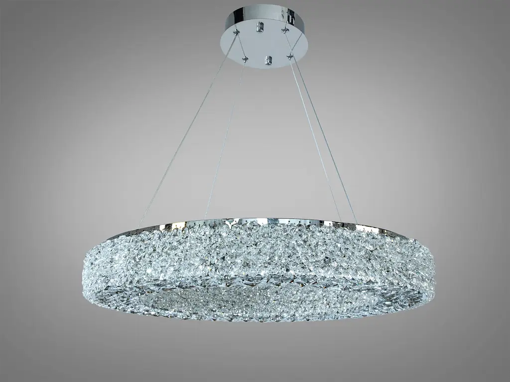LED підвісна люстра кришталь хром 55Вт пульт - фото 4