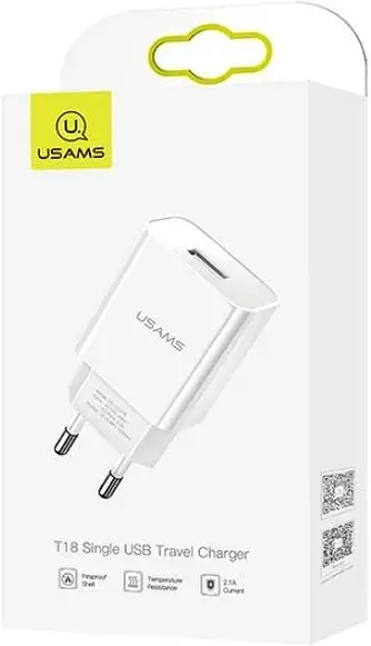 Мережевий зарядний пристрій Usams US-CC075 T18 з USB-портом 2.1A білий (6958444968049) - фото 4