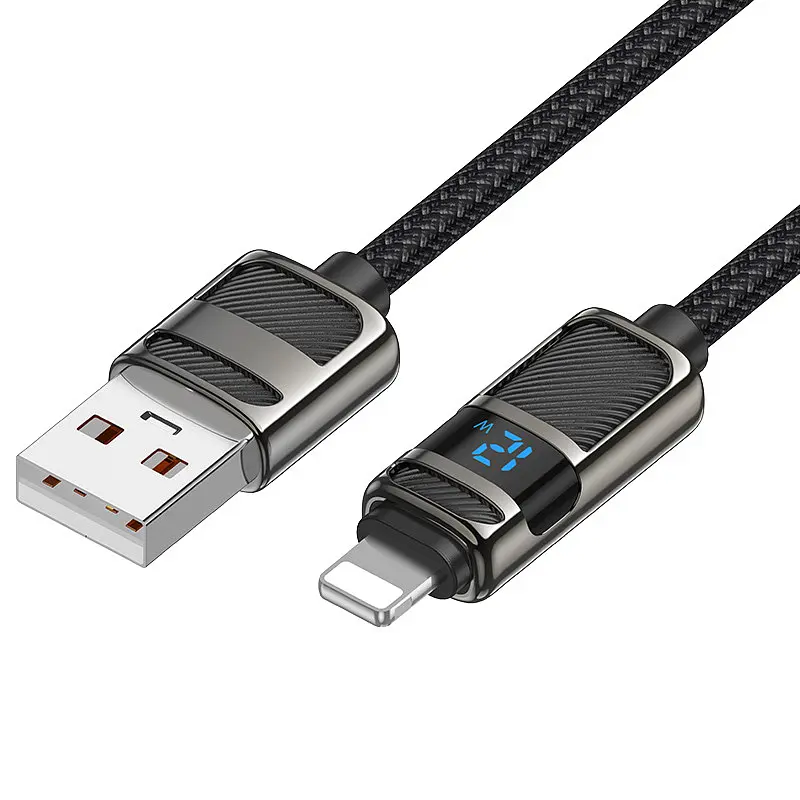 Дата кабель Hoco U137 Line with display USB to Lightning 2.4A/12W (1.2m) Black - фото 2