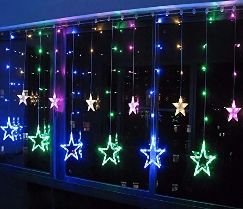 Новорічна світлодіодна гірлянда шторка дощ "Зірки" YS-84005 138 LED USB 2.5х2м (мультиколор) + пульт ДК, Yu Xin 82761 - фото 4