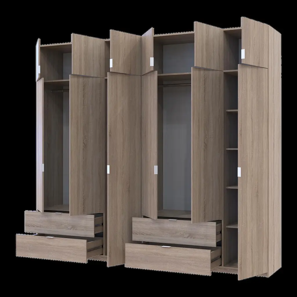 Розпашна Шафа для одягу Doros Лукас Дуб сонома 3+3 ДСП 270х50х240 (42005115) - фото 2