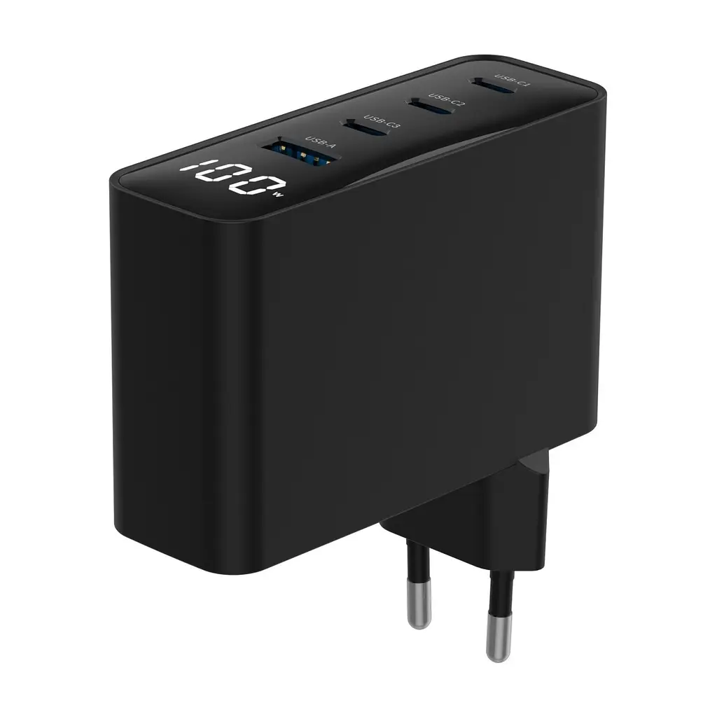 Зарядний пристрій Gembird 3xUSB-C PD100W + 1xUSB QC3.0 30W black (TA-UC-PDQC100LCD-01-BK) - фото 3