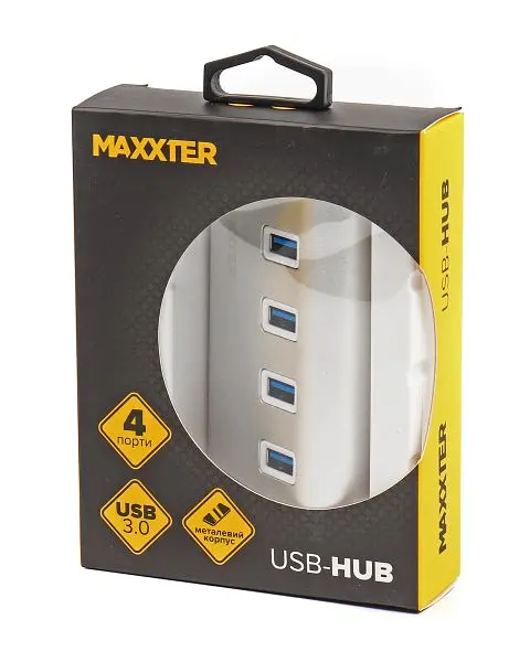 Розгалужувач-хаб 4xUSB 3.0 Type-A на 4 порти Maxxter HU3A-4P-01 метал - фото 3