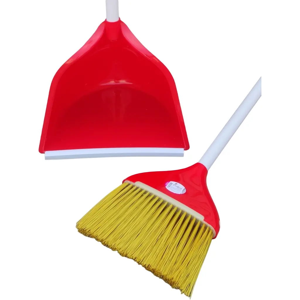 Совок для прибирання Zambak Plastik та щітка з довгими ручками червоний (ZP-129r) - фото 5