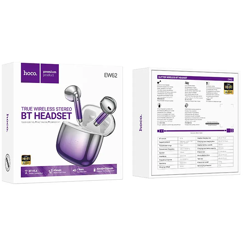 Беспроводные TWS наушники Hoco EW62 Glitter - фото 2