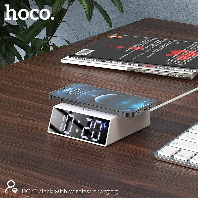 Годинник настільний з бездротовою зарядкою HOCO DCK1 Qi Charger 10 W - фото 4