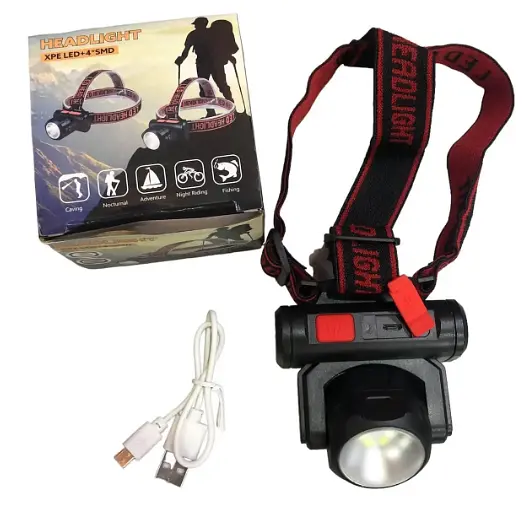 Ліхтарик налобний BAILONG BL-2001 Акумуляторний ліхтарик ∙ USB зарядка - фото 3