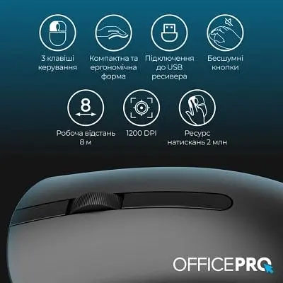 Мишка OfficePro (M175B) Silent Click Wireless Black (M175B) - фото 9