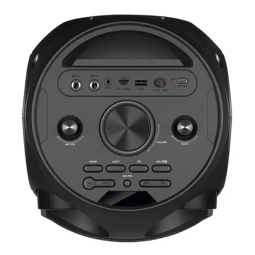 Колонка портативна 1.0 REAL-EL X-780, Black, 2 x 40 Вт, RGB підсвічування, USB, Bluetooth, AUX, Micro SD, TWS, 2хMic, функція караоке, 4000 мАг, час роботи до 8 год (EL121600030) - фото 6