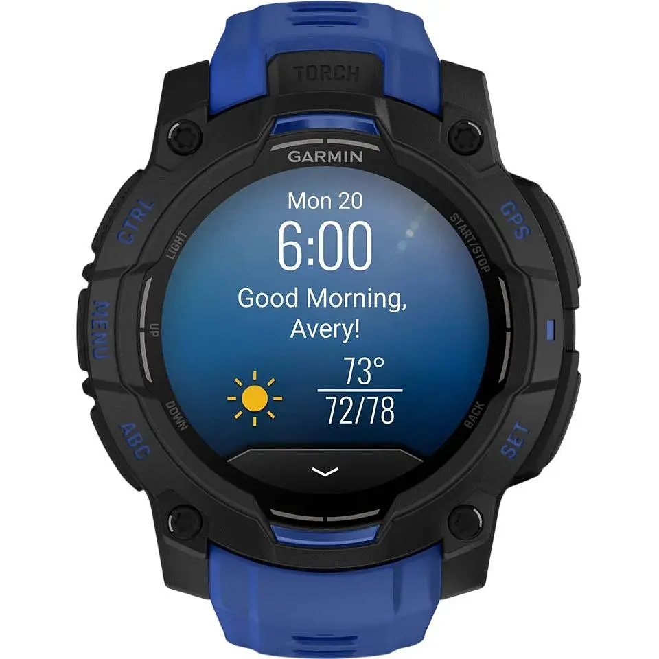 Смарт-годинник Garmin Instinct 3 AMOLED 45mm Black with Blue Band (010-02936-03) [156743] - фото 2