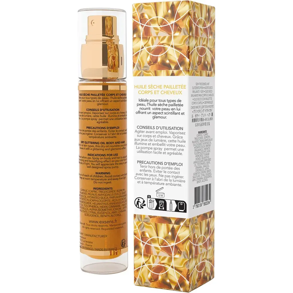 Суха олія для тіла та волосся Exsens Glam Oil з шимером 50 мл - фото 4