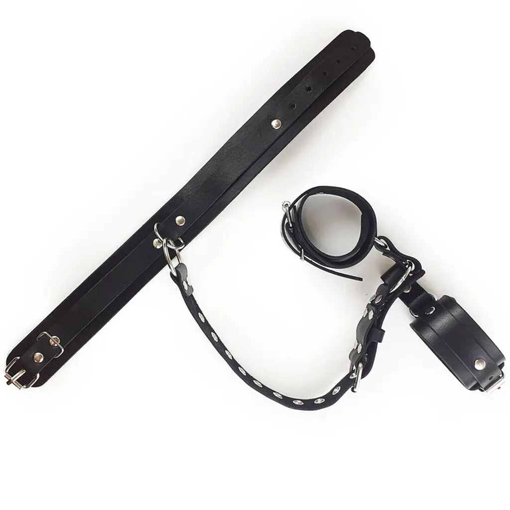 Фиксаторы для шеи и рук Art of Sex - Bondage Set из натуральной кожи, цвет черный - фото 7