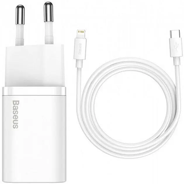 Зарядный кабель Baseus Super Silicone PD Charger 20 W (TZCCSUP-B02) + Type-C to Lightning белые - фото 2