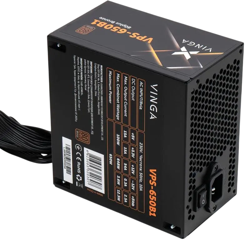 Блок живлення Vinga VPS B1 650W 80+ Bronze (VPS-650B1) - фото 4