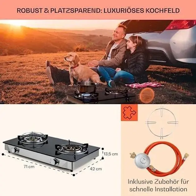 Варочная поверхность газовая Klarstein Barzona 2 (10040043) - фото 6