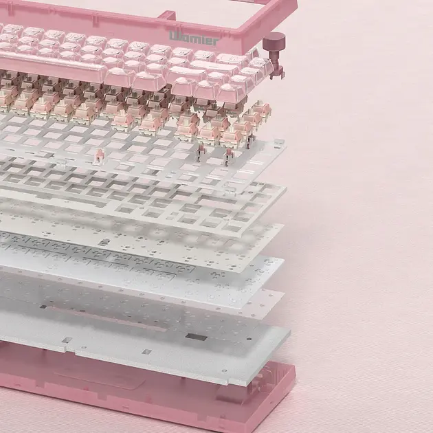 Ігрова механічна клавіатура Womier VK66 Pro / Дротове підключення / Womier POM Series Switches / Pink Lines - фото 3