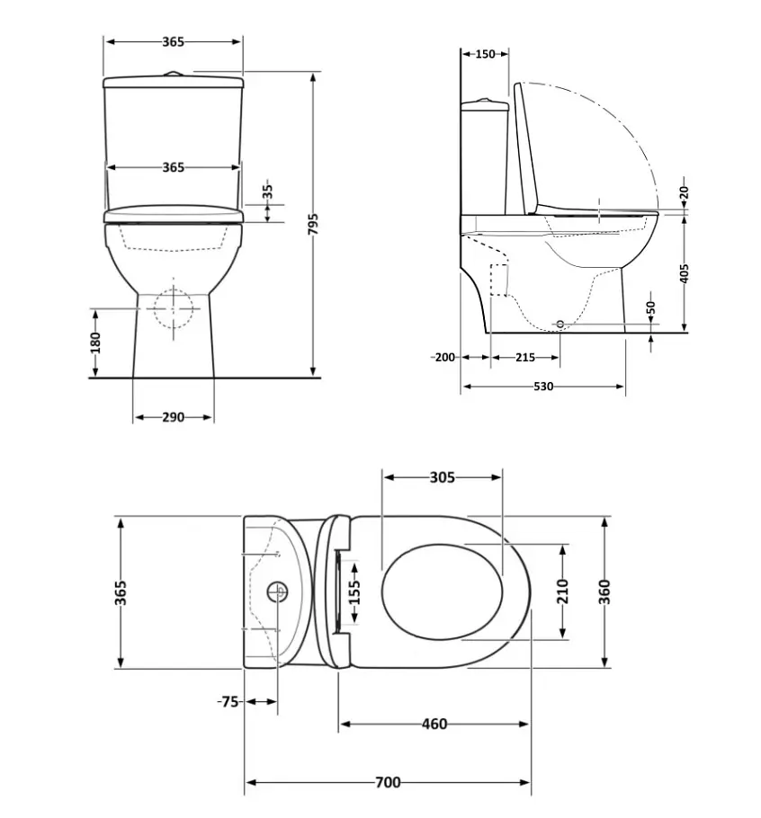 Унітаз-моноблок підлоговий Qtap Kolibri Ultra Quiet з сидінням Slim Duroplast/ Soft-close/ Quick Release QT10226380W - фото 9