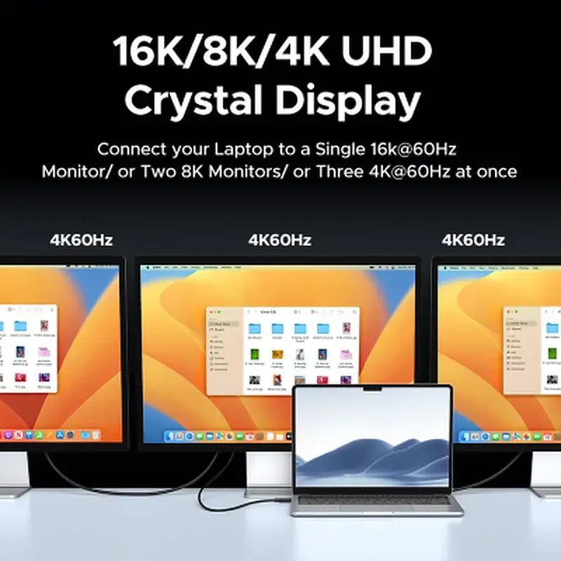 Кабель для передачи данных Ugreen L703 USB-C to USB-C Thunderbolt 5 240W 5A 120Gbps 16/8/4K 1.0 m black (45996) - фото 4