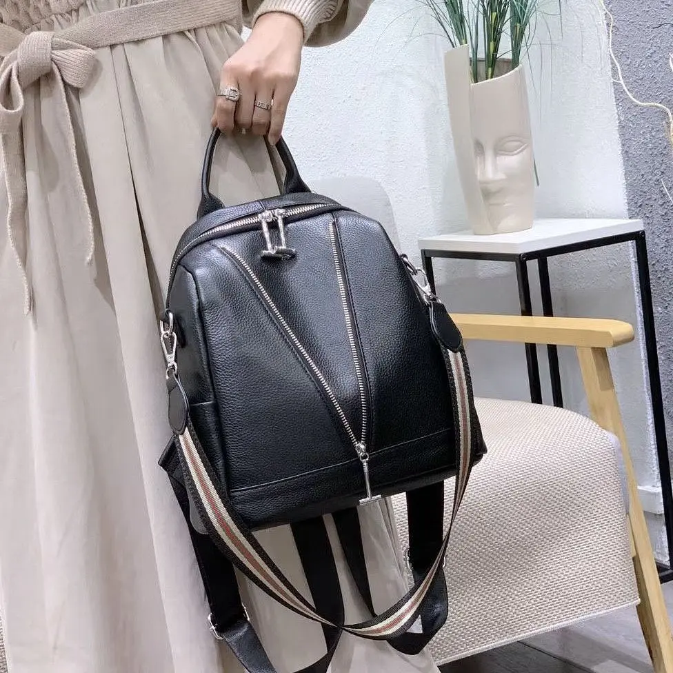 Рюкзак жіночий чорний шкіряний з ременем 35538 Tiding Bag - фото 8