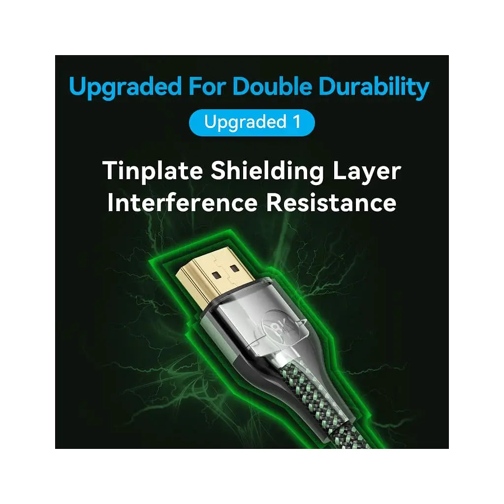 Кабель мультимедійний HDMI M to HDMI M 1.0m 8K60Hz ultra thin cotton braided green Vention (ALOGF) - фото 6