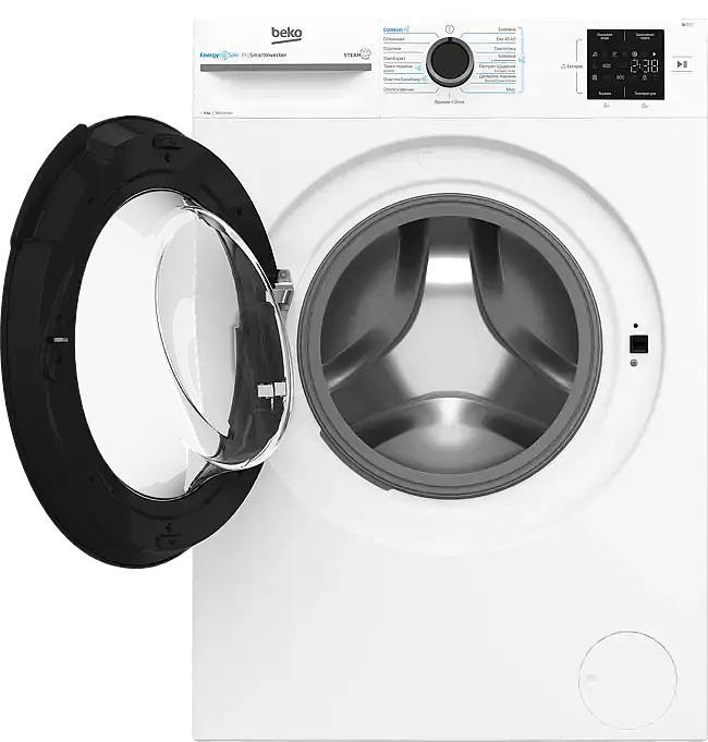 Beko Пральна машина фронтальна, 8кг, 1000, A, 55см, дисплей, інвертор, пара, білий - фото 3