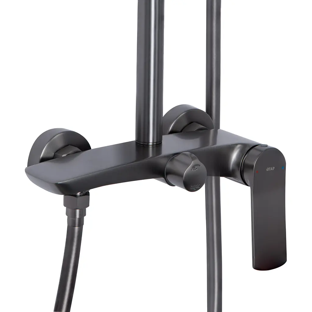 Душова система для душу Qtap Slavonice на два споживача QTSLA110GMB45913 Gunmetal Black PVD, Шліфований чорний хром - фото 3