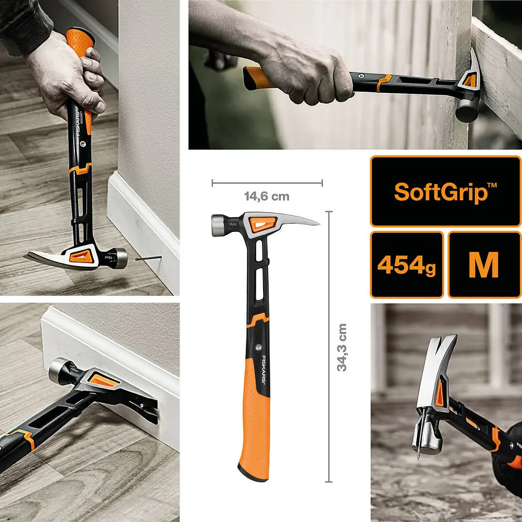 Молоток Fiskars IsoCore (M) 16oz / 13.5 "(156000) 1020213 - фото 4