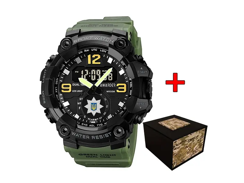 Чоловічий наручний годинник 003 Поліція Army Green-Black Awarder acs0032019 - фото 2