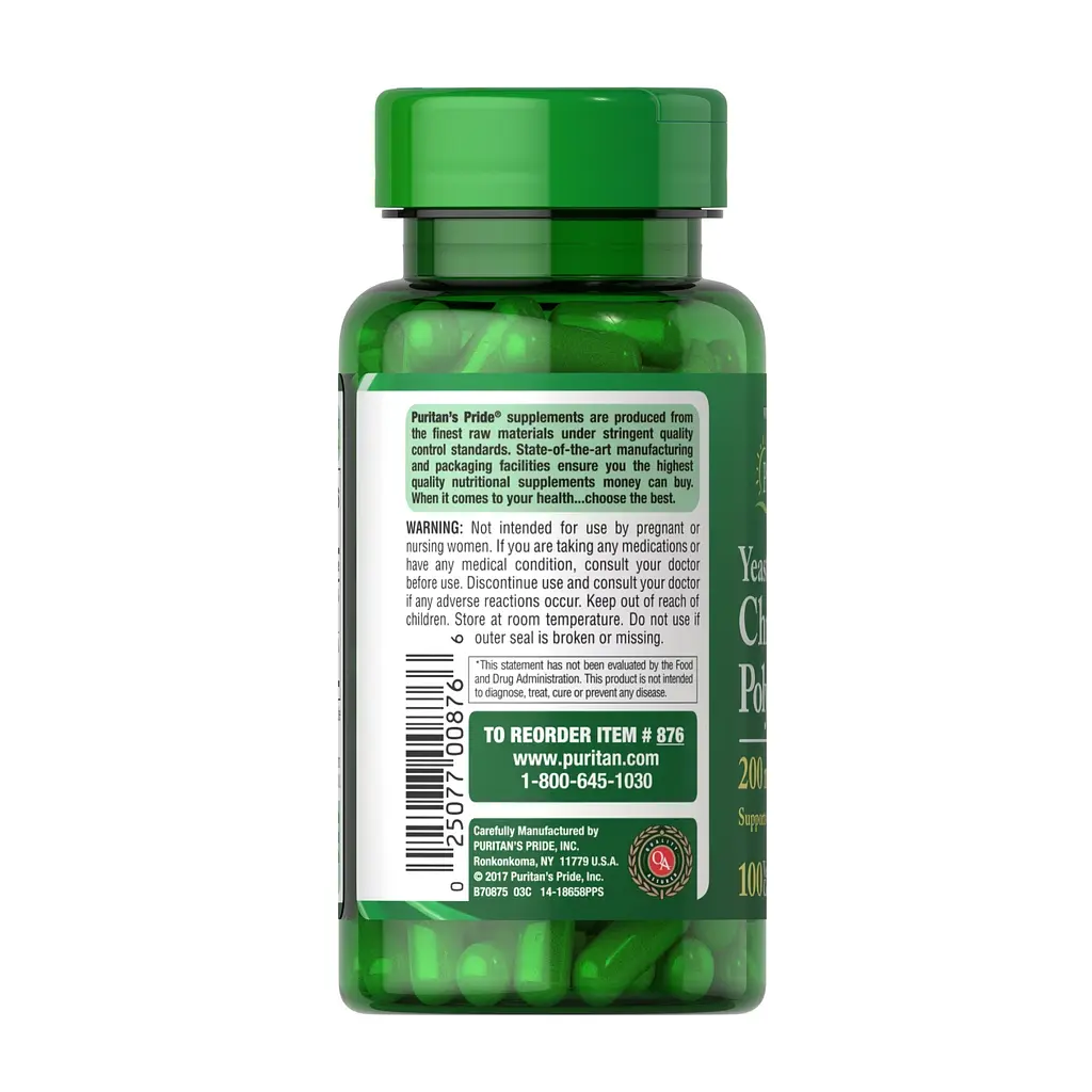 Хрому піколінат без дріжджів Puritan's Pride Chromium Polynicotinate 200 mcg Yeast Free 100 капсул - фото 2