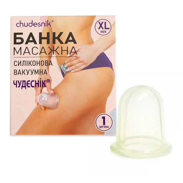 Банка для масажу вакуумна силіконова велика для спини та живота Чудо Банку Чудесник - фото 2