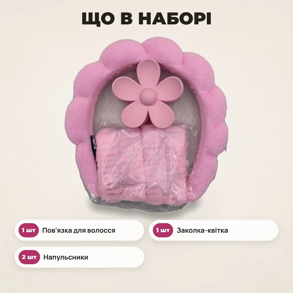 Пов'язка для волосся спа з зажимом та рушником для вмивання, макіяжу та догляду за шкірою - фото 4
