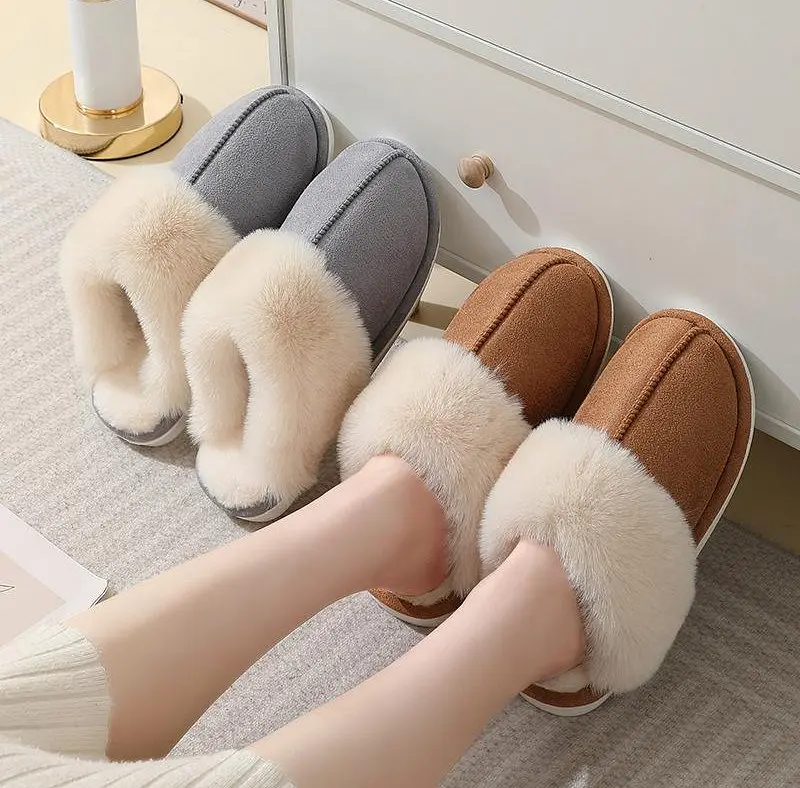 Slippers Женские домашние тапочки с мехом — тёплые, мягкие, закрытые тапочки для дома 38–39, серые KT8003842 - фото 6