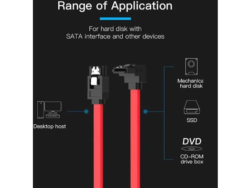 Кабель Vention SATA 3.0 7pin F/F 0.5 м L-коннектор Чорно-червоний (KDDRD) - фото 3