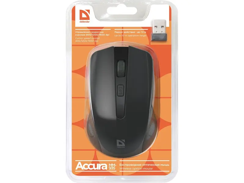 Миша Defender Accura MM-935 Wireless Black (52935) - фото 4