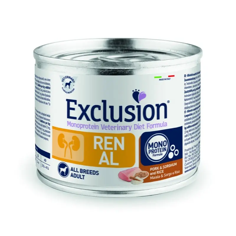 Вологий корм для собак Exclusion Monoprotein Veterinary Diet Formula Renal Pork, Sorghum & Rice All Breeds, 200 г