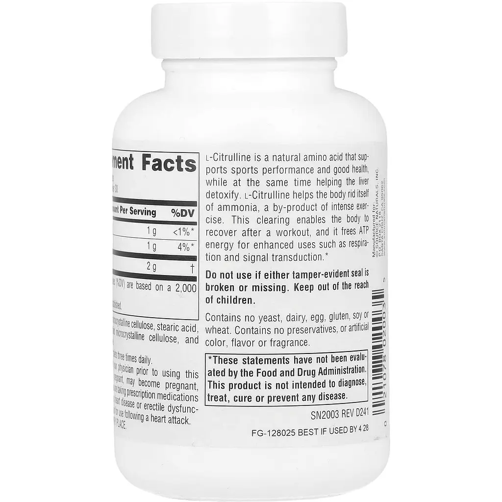 Цитрулин Source Naturals L-Citrulline 1000 мг 60 таблеток - фото 6
