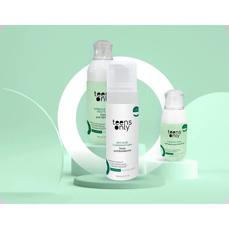 Набір Teens Only For-Teens Anti-Acne для проблемної шкіри проти висипань 13+: пінка для вмивання 150 мл + тонік 150 мл + сироватка 50 мл (2100761807549) - фото 2